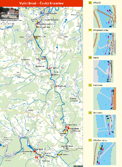 Mapa Vltavy - Vyšší Brod - Český Krumlov